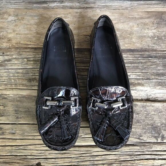 Stuart Weitzman Rascal Croc Driving Moccasins 7 - Picture 3 of 12